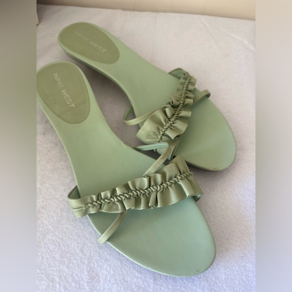 Vintage COQUETTE girl Style Kitten heels ruffles Y2K mint flats green pastel 8 - Picture 2 of 6